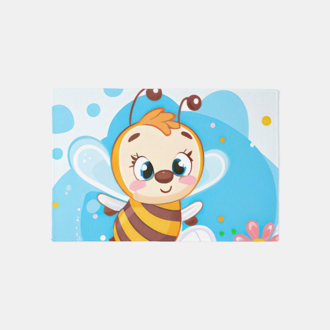 cute kids unisex bee lovers  rug (Front)
