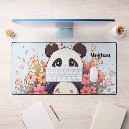 cute kids unisex panda bear add name desk mat