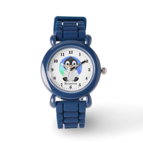 cute kids unisex penguin lovers add name watch