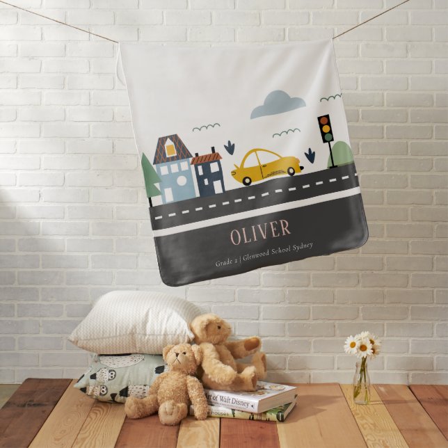 Cute Kids Urban City Vehicle Cars Road Cityscape Baby Blanket (In Situ)
