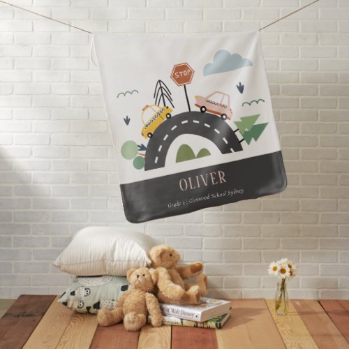 Cute Kids Urban City Vehicle Cars Road Cityscape Baby Blanket