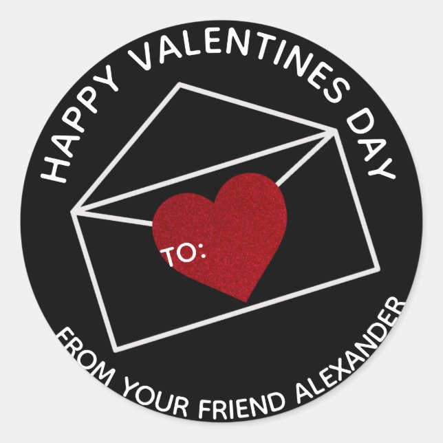 Cute Kids Valentine Favor Bag  Sticker (Front)