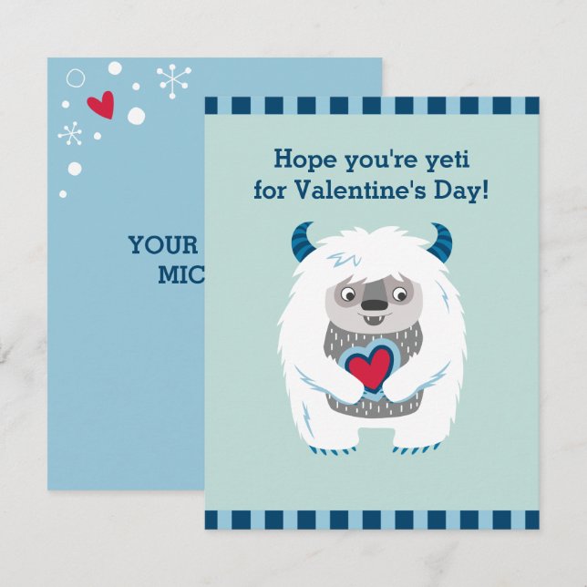 Cute Kids Valentine Monster Holiday Card (Front/Back)