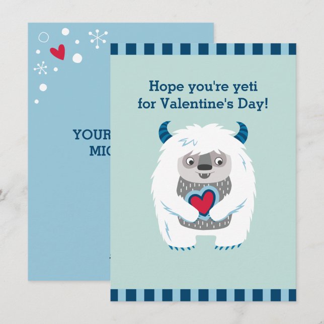 Cute Kids Valentine Monster Holiday Card (Front/Back)