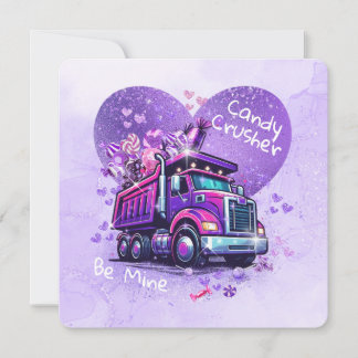 Cute Kids Valentine Purple Truck and Cheeky Poem Note Card