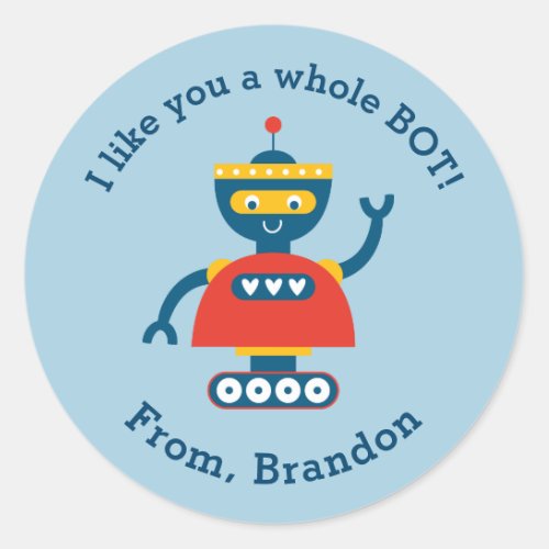 Cute Kids Valentines Day Robot Sticker