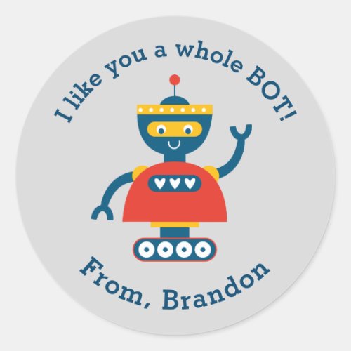 Cute Kids Valentines Day Robot Sticker