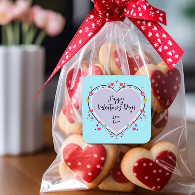 Cute Kids Valentines Heart Square Sticker (Cute Kids Valentines Heart Square Sticker)