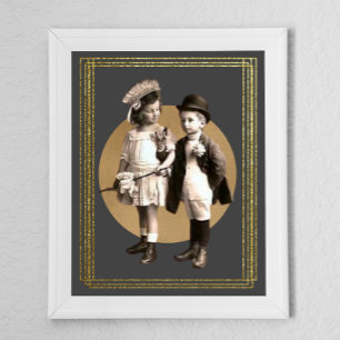 Cute Kids Vintage Framed Photo Poster