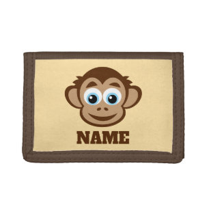 Cute kid's wallet with blue eyed monkey cartoon