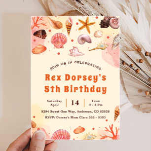 Cute Kids Watercolor Oneder the Sea 1st Birthday Invitation