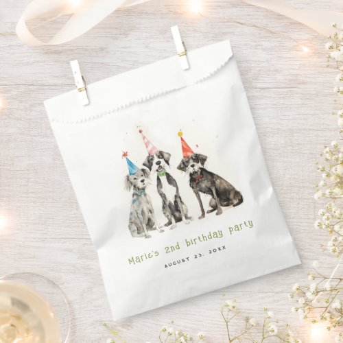 Cute Kids Watercolor Pawty Dog Birthday Party Favor Bag