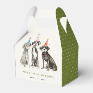 Cute Kids Watercolor Pawty Dog Birthday Party Favor Boxes