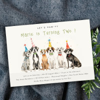 Cute Kids Watercolor Pawty Dog Birthday Party