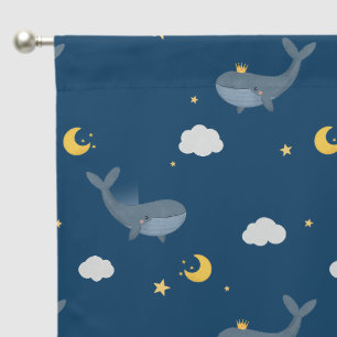 Cute Kids Whale Clouds Stars Nap Blackout Curtains