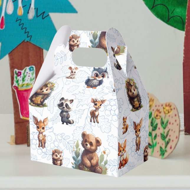 Cute Kids Woodland Animals Pattern Favor Boxes (Creator Uploaded)