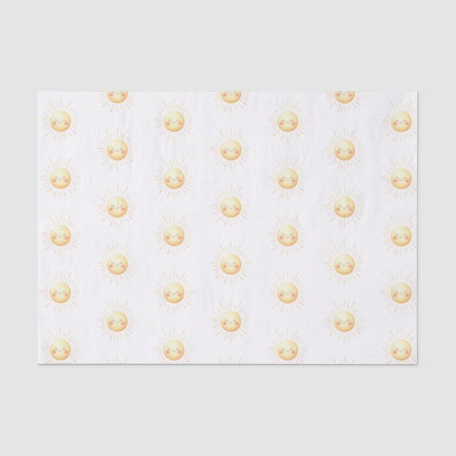 Cute Kids Yellow Sunshine 10lb Tissue Paper, White Paper (Front)