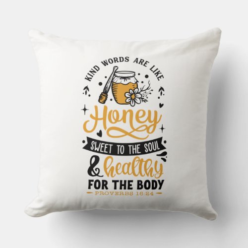 cute kind bee lovers word art Throw Pillow