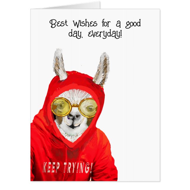 Cute, Kind, Fun Mama Llama, Keep Trying Card (Front)
