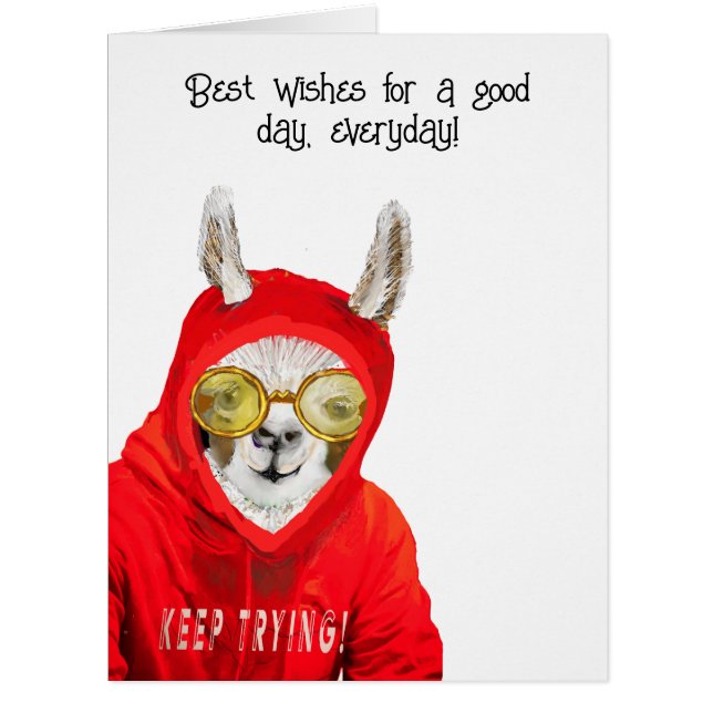 Cute, Kind, Fun Mama Llama, Keep Trying  Greeting Cards (Front)