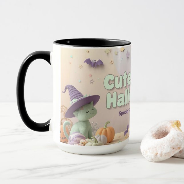 🧡 ✨ “Cute & Kind Halloween” Collection 🎃🌿 Mug (With Donut)