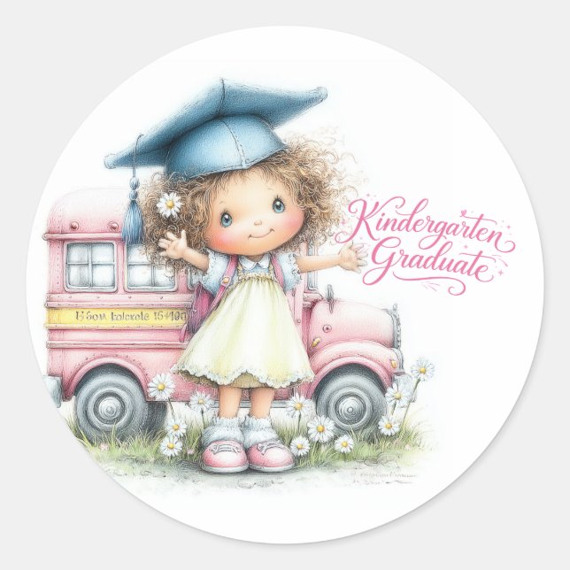 Cute Kindergarten Graduate Sticker  (Front)