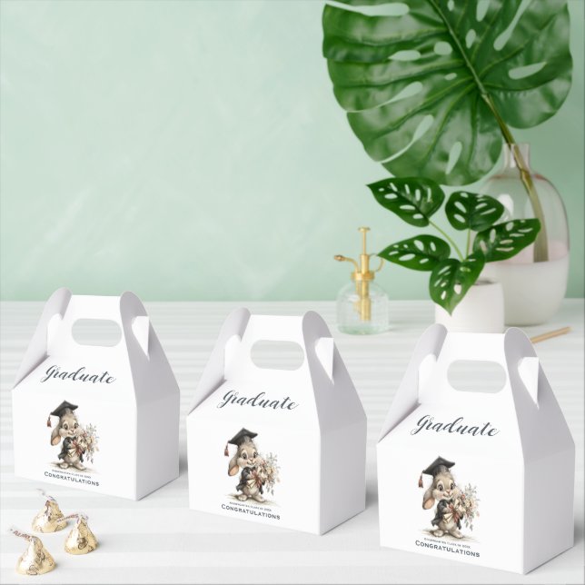  Cute Kindergarten Graduation Bunny Design Favor Boxes (Multiple)