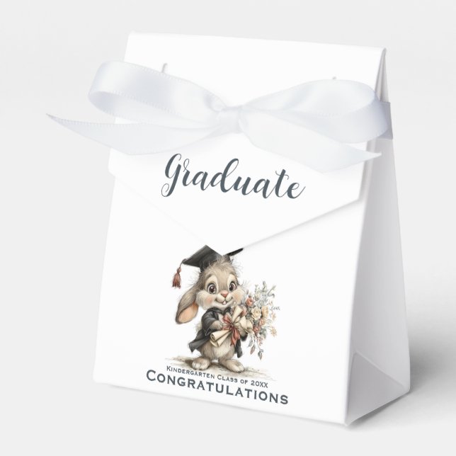  Cute Kindergarten Graduation Bunny Design Favor Boxes (Front Side)