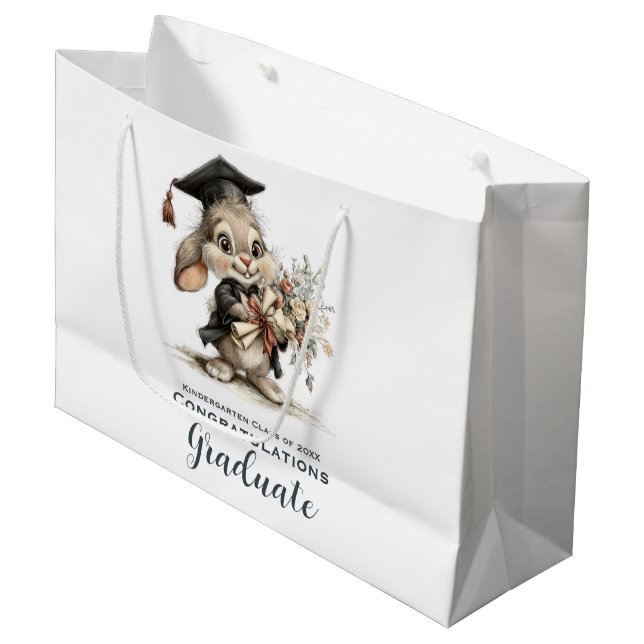  Cute Kindergarten Graduation Bunny Design Large Gift Bag (Front Angled)