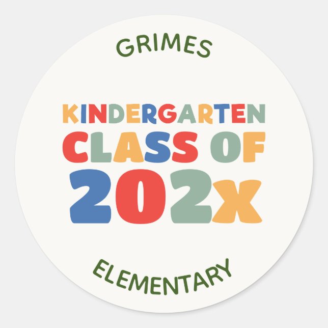 Cute Kindergarten Graduation Party Favor Classic Round Sticker (Front)