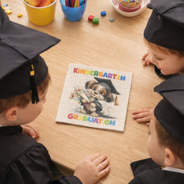  Cute Kindergarten Graduation Puppy Illustration Napkins (Creator Uploaded)