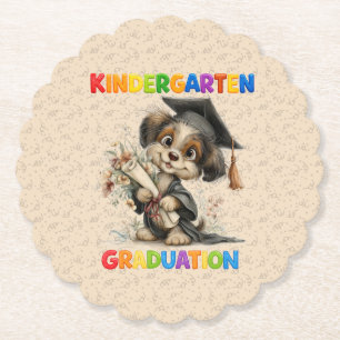 Cute Kindergarten Graduation Puppy Illustration Paper Coaster