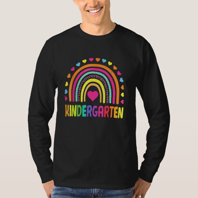 Cute Kindergarten Rainbow Girls Kids Teacher Team  T-Shirt (Front)