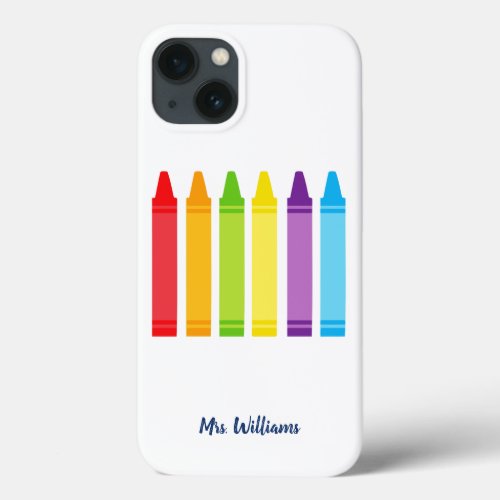 Cute Kindergarten Teacher Personalized Crayon iPhone 13 Case