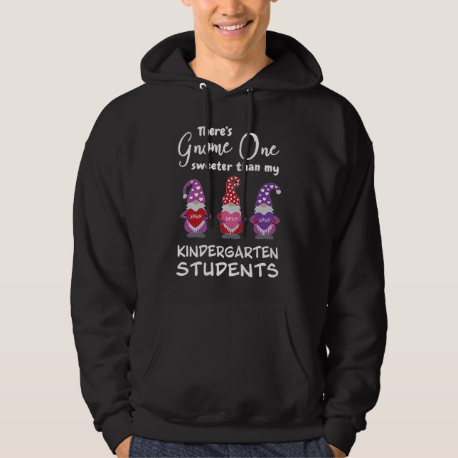 Cute Kindergarten Teacher Valentine's Day Gnomes Hoodie (Front)