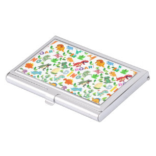 Cute Kinds of Dinosaurs Seamless Business Card Case