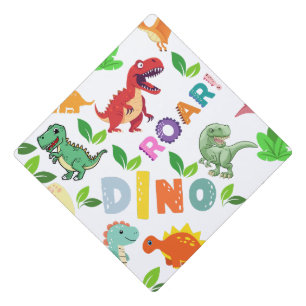 Cute Kinds of Dinosaurs Seamless Graduation Cap Topper