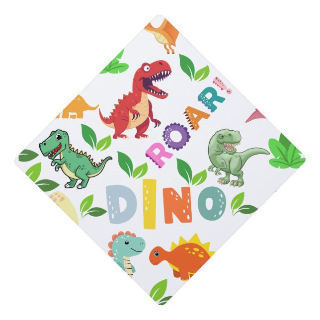 Cute Kinds of Dinosaurs Seamless Graduation Cap Topper (Front)