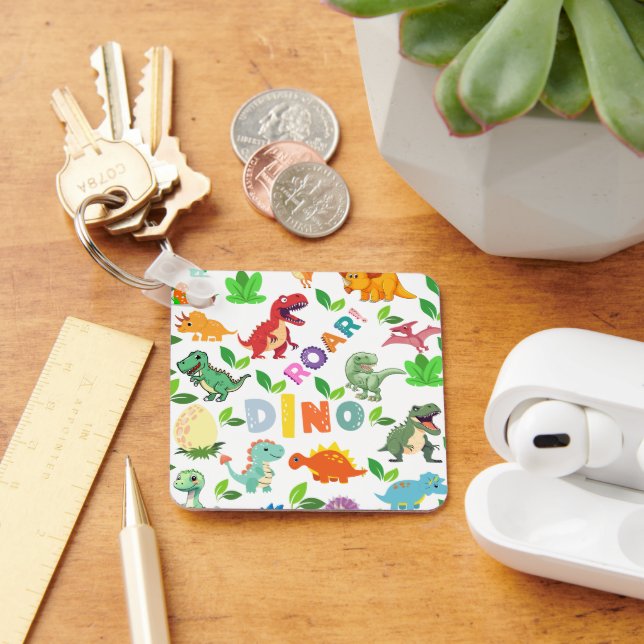 Cute Kinds of Dinosaurs Seamless Keychain (Desk)