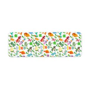 Cute Kinds of Dinosaurs Seamless Label