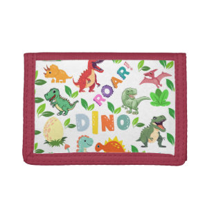 Cute Kinds of Dinosaurs Seamless Trifold Wallet