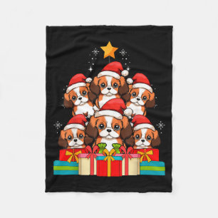 Cute King Charles Cavalier Le Dog Christmas Tree X Fleece Blanket