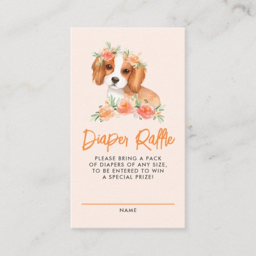 Cute King Charles Spaniel Peach Baby Diaper Raffle Enclosure Card