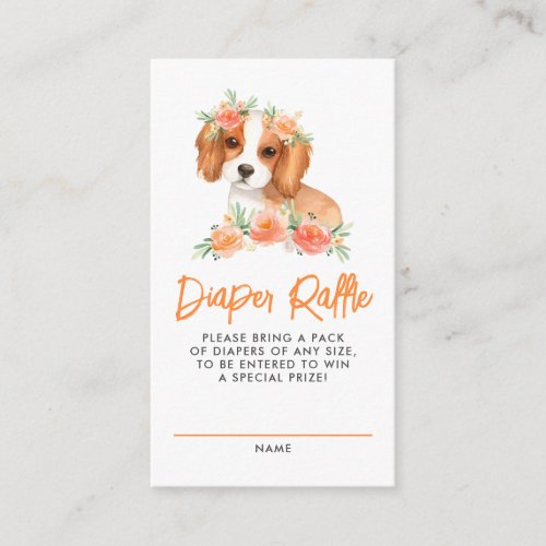Cute King Charles Spaniel Peach Diaper Raffle Game Enclosure Card