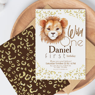 Cute King Lion Birthday Theme Safari Birthday Invitation