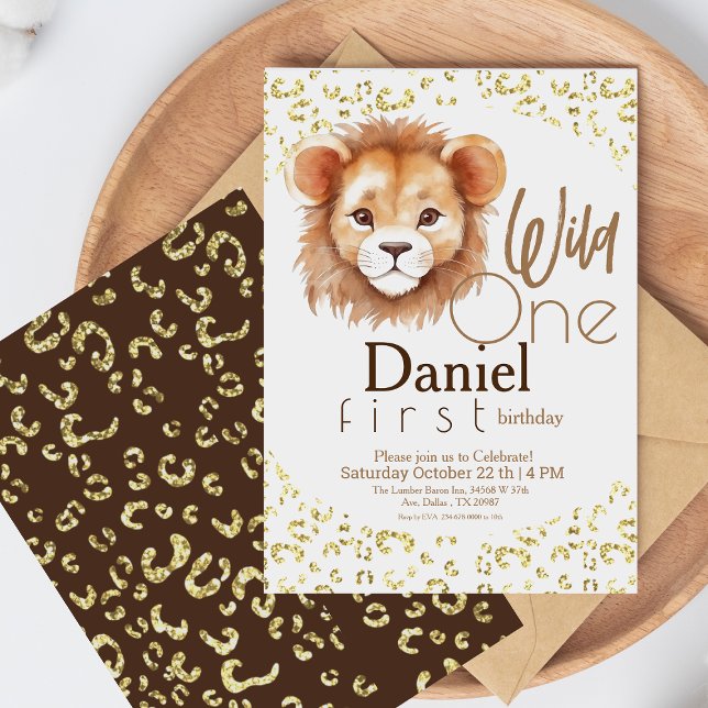  Cute King Lion Birthday Theme Safari Birthday Invitation (Creator Uploaded)