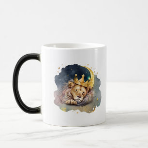 Cute king Lion Sleeping On The Moon Color Morph Mug