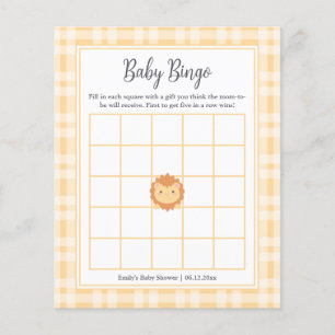 Cute King of The Jungle Boy Baby Shower Bingo Game