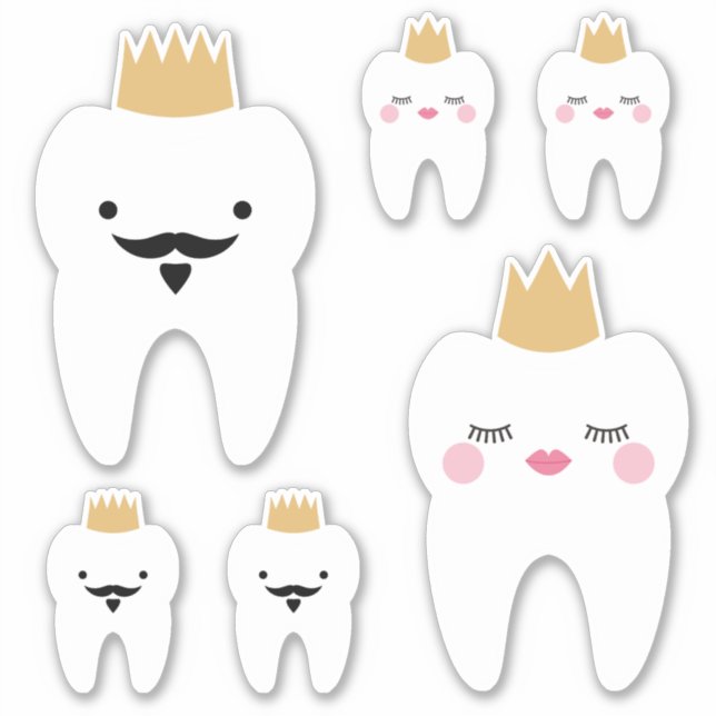 Cute King & Queen Teeth Sticker (Front)