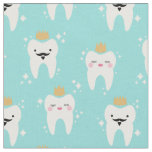 Cute King &amp; Queen Tooth Pattern Turquoise Fabric